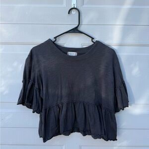 Women's Ruffled Gray Cropped Top🩶